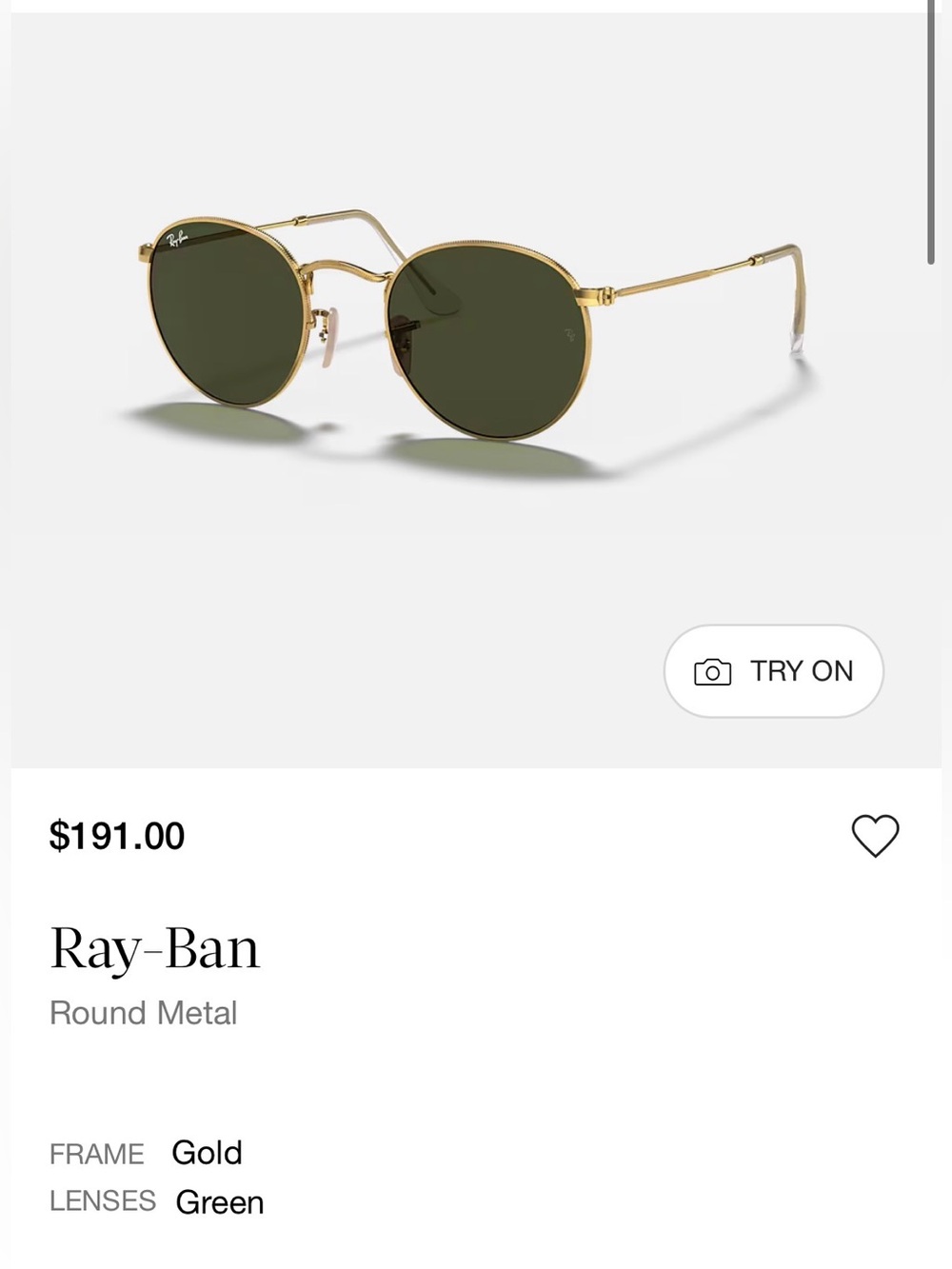 Ray-Ban Round Metal Sunglasses and Case